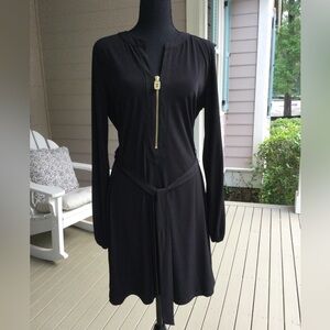 Michael Kors Elegant Black Zipper Dress